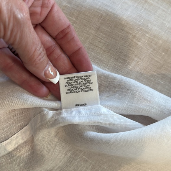 100% Linen CREMIEUX Collection White Short Sleeve Shirt - Picture 8 of 10